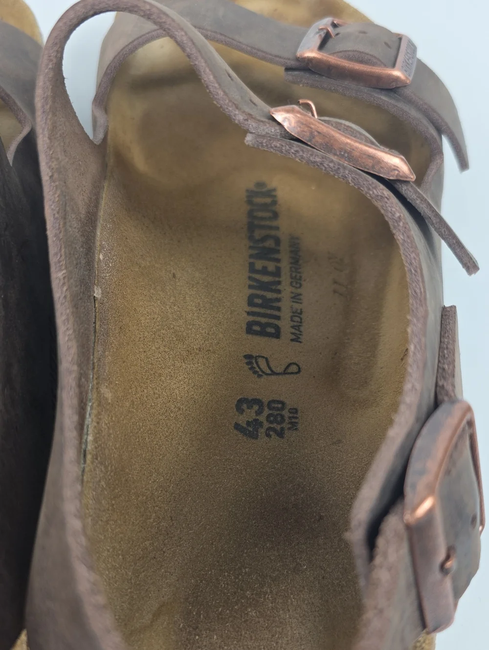 Birkenstock Milano Brown Oiled Leather Men's Sandals Size EU43 - US 10